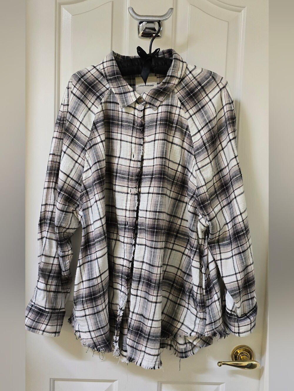 Lucky Brand Raw Hem Flannel - sz XL